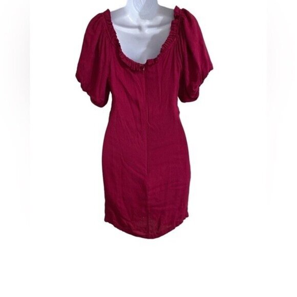 Urban outfitters  off shoulder puffer sleeve mini dress red event casual Women 4 - Picture 7 of 11